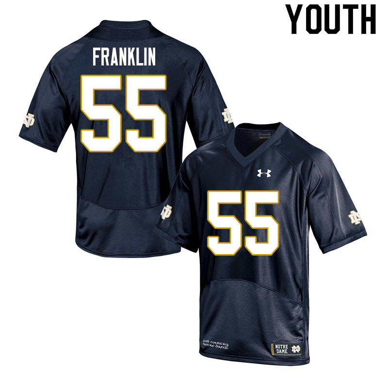 Youth NCAA Notre Dame Fighting Irish #55 Ja'Mion Franklin Stitched College Under Armour Authentic Navy Football Jersey OP10Q44AO